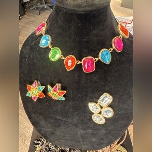 Vintage necklace earrings and brooch